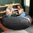 thumbnail image 3 of Jaxx 6-Foot Giant Bean Bag Chair, Convertible 2-in-1 Chair & Bed for Adults, Microsuede Black, 3 of 8