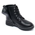 thumbnail image 4 of Apakowa Kids Girls Combat Ankle Boots Lace up Inner Zipper Fashion Booties (Color : Black, Size : 4 Big Kid), 4 of 8