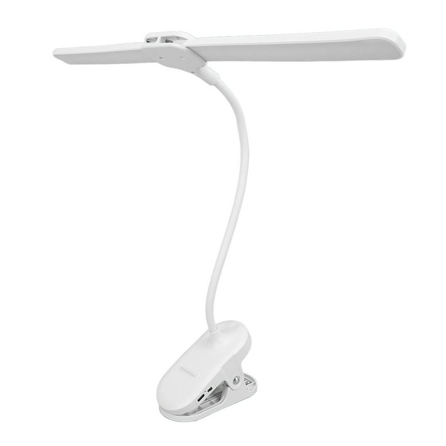 Adjustable Clip On Desk Lamp, Eye Caring Dual Head LED Desk Lamp with Clamp for Work