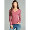 thumbnail image 4 of Emmalise Women's Casual Basic V-Neck Tshirt Long Sleeves Tee Top - Junior and Plus Sizes, 4 of 4