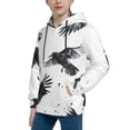 thumbnail image 2 of Kdxio Monochrome Flying Ravens Pattern Boys Athletic Unisex Boys Girls Hoodie with Pocket Sweatshirts-Large, 2 of 6