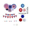 thumbnail image 3 of Ranliy 15Pcs/21Pcs 4Th of July Patriotic Decorations Set, Red White Blue Paper Fans,Usa Flag Pennant,Star Streamer,Pom Poms,Hanging Swirls Party Decor Supplies(The Specific Contents Are As Shown）, 3 of 8