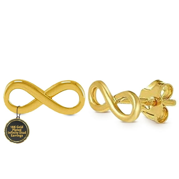 Mystigrey Infinity 18K Gold Plated Stud Earrings for Women