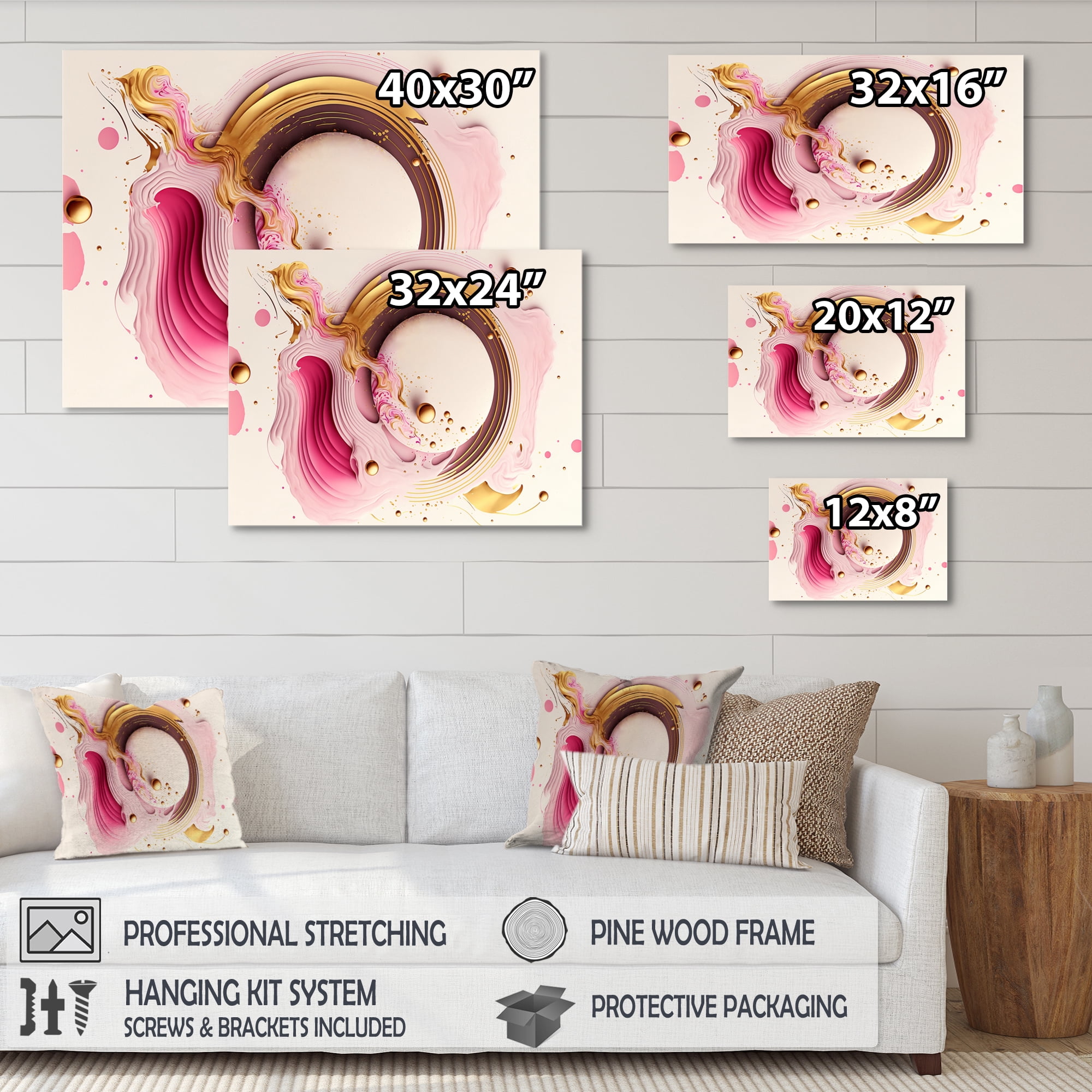 Designart Pink Watercolor Circular Abstract III Canvas Wall Art