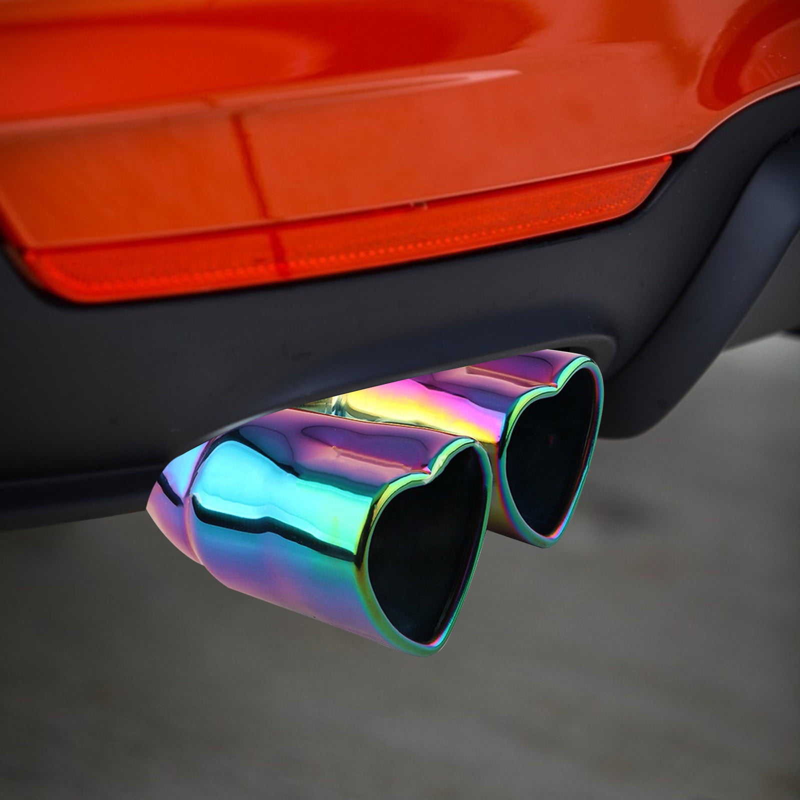 Heart Dual Exhaust Tip 2.5" Inlet, Adjustable Stainless Steel Y Shaped Exhaust Pipe, Modified Exhaust Tail Pipe Universal for Most Car