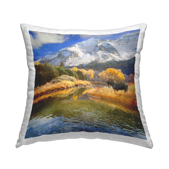 Stupell Industries Moose on Dolores River Decorative Printed Throw Pillow Design by Chris Vest.