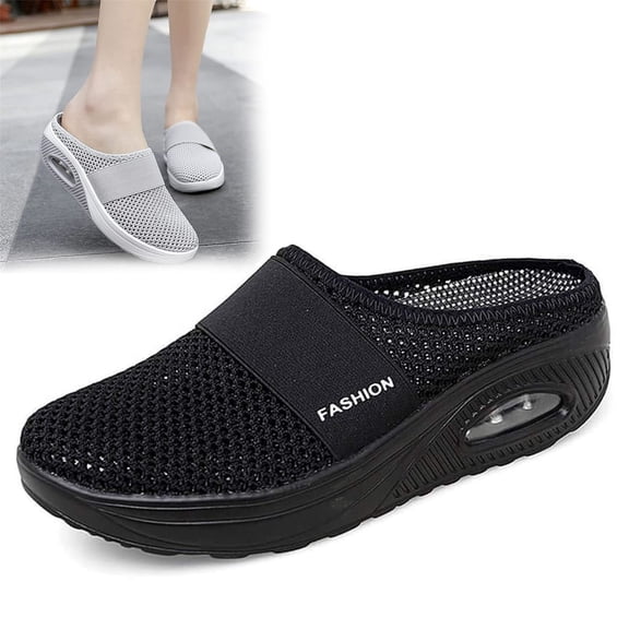Air Cushion Slip-On Breathable Orthopedic Walking Shoes for Women, Heelless Mesh Sandals, Women's Orthopedic Sneakers