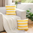 thumbnail image 6 of Lewondr 2 Pack Outdoor Throw Pillow Covers, Square Stripe Waterproof Throw Pillow Cases for Outdoor Patio Porch Farmhouse Garden Balcony Couch, 18"x18", Yellow + White, 6 of 7