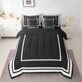 thumbnail image 2 of jejeloiu Modern Abstract Geometric 7 Pieces Bedding Comforter Set,Square Box Full Bedding Set,Black White Fitted Sheet Flat Sheet For Men Women,Super Cozy Room Decor Reversible, 2 of 8