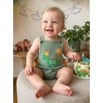 thumbnail image 3 of RUINIXCW Half Way to One Baby Boy Half Birthday Outfit 1/2 Birthday Summer Clothes Bubble Romper Overalls Dinosaur Embroidery Sleeveless Waffled Bodysuit Playsuit, 3 of 6
