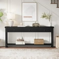 thumbnail image 3 of Tribesigns 70.9 inch Sofa Console Table with 3 Drawers, Extra Long Entryway Table with Open Storage Shelves for Living Room Entrance, Black, 3 of 7