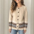 thumbnail image 4 of JUUNthy Womens Cardigan Sweater, Vintage Pattern Button Down Long Sleeve 2026 Fashion Casual Knit Outerwear Khaki M, 4 of 9