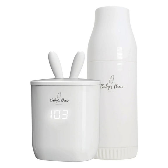 Baby's Brew Portable Bottle Warmer, Travel Baby Bottle Warmer, (Warmer Set) White