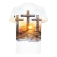 thumbnail image 4 of UVEASISHA Men's Easter Gift Graphic Tees Jesus Cross Print Short Sleeve Casual T-Shirt Big and Tall Christian Religious Faith Top Holiday Gifts for Men Yellow S, 4 of 5