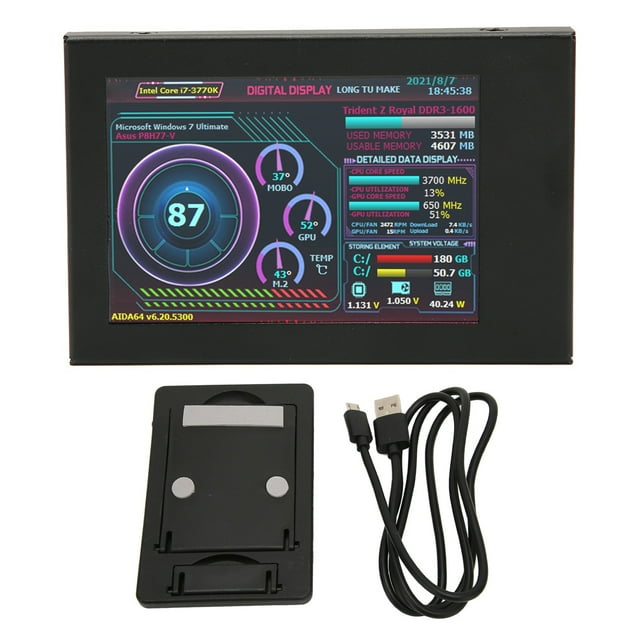 Affichage de Panneau de Capteur de PC, Rotation de 360° de Moniteur de Temp d'Ordinateur de Soutien de Multi Système pour le Bureau
