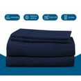 thumbnail image 5 of 4-Piece Olympic Queen Sleeper Sofa Sheet Set, 100% Egyptian Cotton, 1000 Thread Count, Fits 5" Deep Pull-Out Couch Mattress (66" x 80") - Navy Blue Solid, 5 of 5