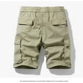 thumbnail image 4 of LYMAYTER Cargo Shorts for Men's Drawstring Elastic Waist Casual Workout Shorts Multi-pocket Design 29-38, 4 of 8