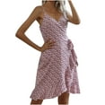thumbnail image 1 of IROINNID Wrap Dress For Women Fashion Floral Print Long Sleeve Casual Dress V-Neck Below The Knee Dress, 1 of 9