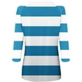 thumbnail image 5 of Women's Color Blocked Striped 3/4 Sleeve Round Neck Pullover Top Shirts Blouses Casual Daily Wear Vacation Travel Loungewear Fashion Essential Gift for Women | Aestivo,Light Blue XL, 5 of 8