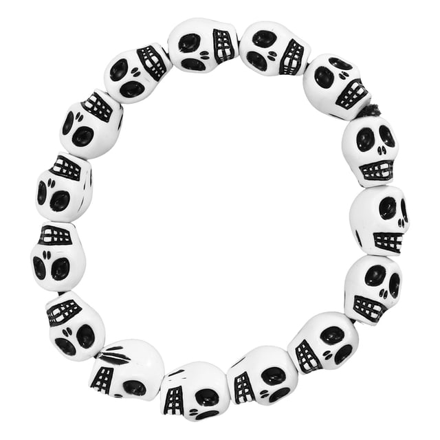 Skull Shape Beads Bracelet Halloween Hand Wrist Decor Fashion Clothing Accessory