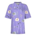 thumbnail image 3 of EHTMSAK Women'S Polo Shirts With Short Sleeves Plus Size Floral Collared Lightweight Loose Tee Breathable 2024 Trendy Wicking Shirts Dressy Summer Tops Purple S, 3 of 4