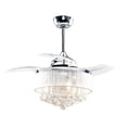 thumbnail image 4 of 36-in Modern Chrome 3-Blades Crystal Retractable Chandelier Ceiling Fan with Remote and Light Kit - 36 Inches, 4 of 5