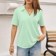 thumbnail image 5 of Kixjoy Short Sleeve Shirts for Women Casual V Neck Polo Shirts Fashion Work Cozy Collared Shirts Lightweight Basic Spring Women's Clothing, Mint Green M, 5 of 5