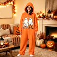 thumbnail image 2 of LILIYA Pumpkin Print Onesie, Warm Adult Jumpsuit, Soft Hooded Sleepwear for Men and Women, Cozy Long Sleeve Bodysuit with Pockets, Comfy Holiday Loungewear Suit, 2 of 4