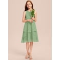thumbnail image 5 of Drtj 2-14T Kids Junior Bridesmaid Wedding Dress A-line Scoop Knee-Length Chiffon Flower Girl Dresses, 5 of 6