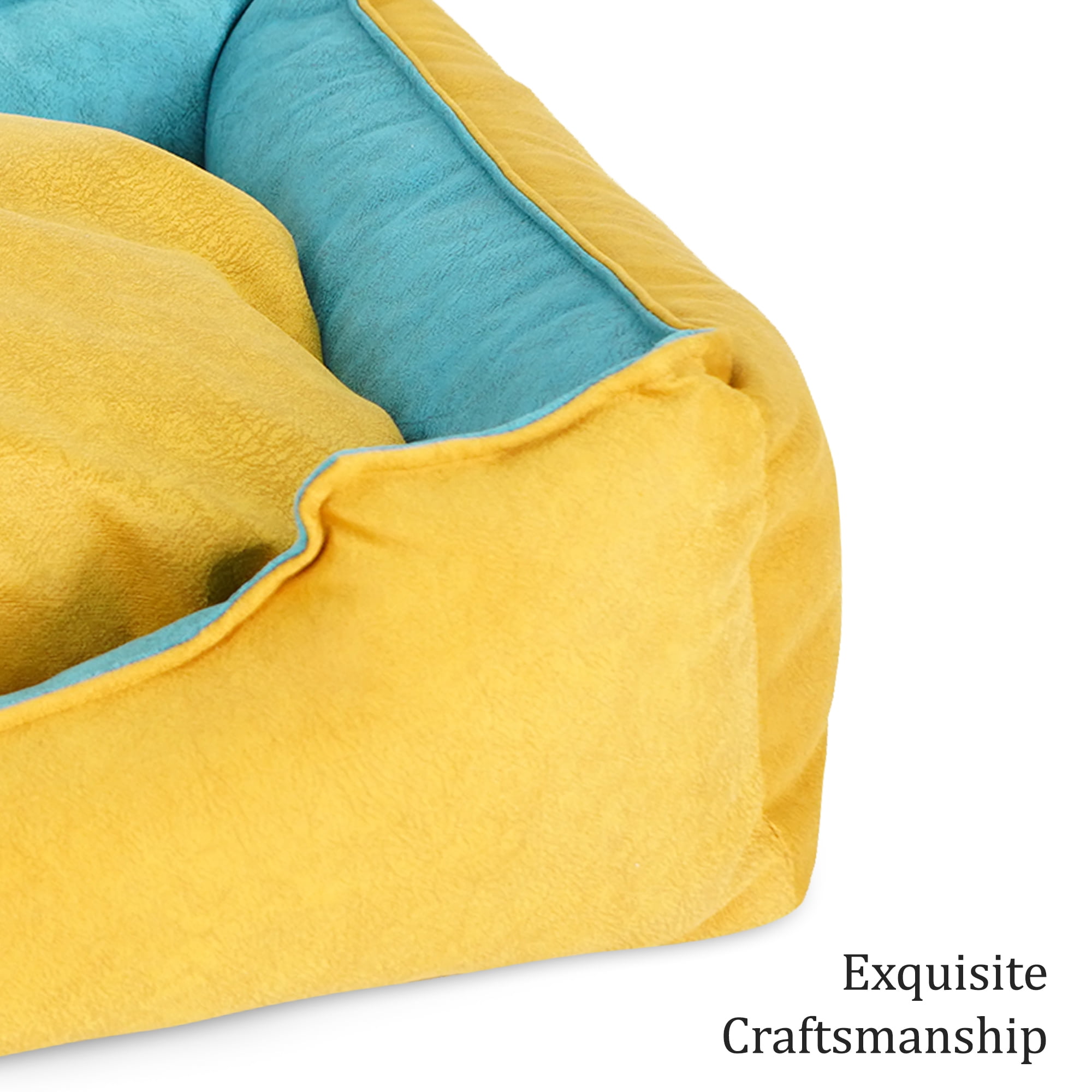 SUSSEXHOME Pets 23.5 x 17.3 x 7 Inches Washable Dog Bed for Medium Dogs - Durable Waterproof Sofa Dog Bed with Sides - (CAMEL)