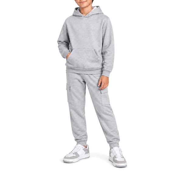 Quad Seven Boys' Fleece Jogger Set - 2 Piece Basic Solid Pullover Hoodie and Sweatpants (Size: 8-18)