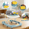 thumbnail image 4 of KFeng 4-in-1 Foldable Baby Walker with Toy Tray,3-Level Height Adjustable,Wheels,for Infants 6-24 Months (Dark Green), 4 of 10