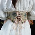 thumbnail image 4 of FAKKDUK Women's Spaghetti Straps Corset Satin Square Neck Vintage Boned Bustier Corsets for Women Corset Top Womens Renaissance Bustier Corset Lace Up Vintage Boned Dresses, Beige&L, 4 of 8