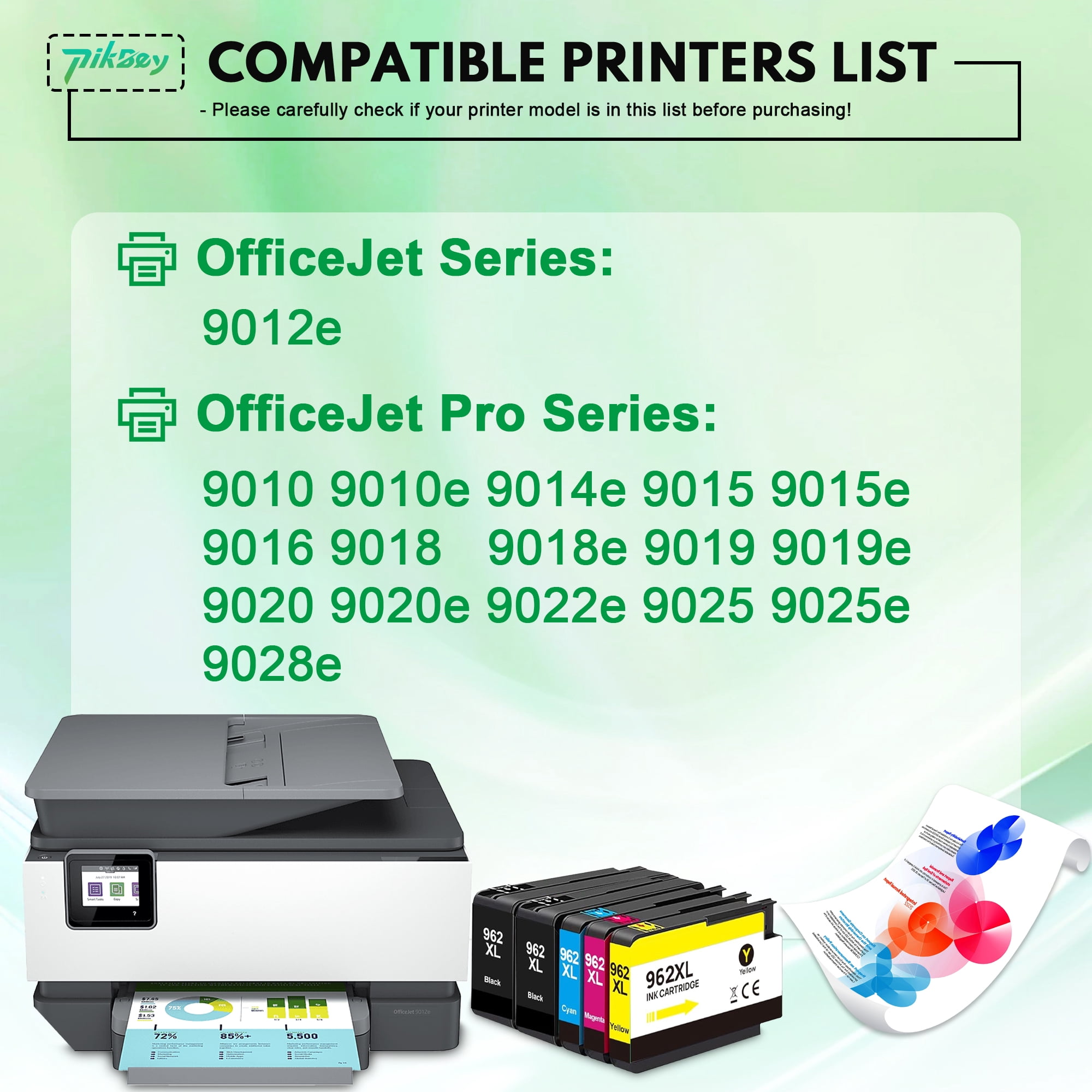 962XL Ink Cartridges Combo Pack (5-Pack,2 Black/1 Cyan/1 Magenta/1 Yellow) Compatible for HP962 Ink Cartridge for OfficeJet 9012e Officejet Pro 9010 9020 9025 Printers
