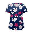 thumbnail image 6 of COMVALUE Scrub Tops Women Short Sleeve Plus Size V Neck Fun Printed Scrubs Top Medical Nursing Uniforms with Pockets (Navy, 3XL), 6 of 9