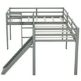 Euroco Twin LShaped Low Loft Bed with Movable TwoTier Shelves for