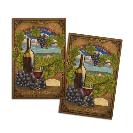 

Livermore California Pinot Noir (4x6 Birch Wood Postcards 2-Pack Stationary Rustic Home Wall Decor)