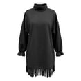 thumbnail image 3 of Adeawade Womens Summer Dresses Fringe Long Sleeve Dress With High Neck Relaxed Fit And Pockets Flowy Tunic Dresses Versatile Clothing 2Xl Grey, 3 of 3
