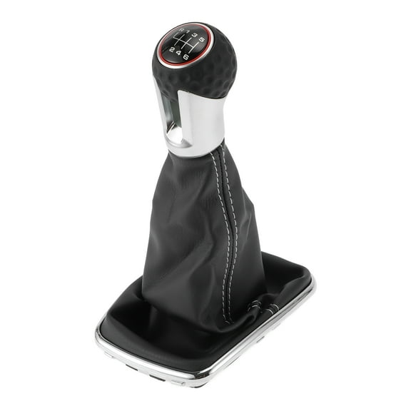 Unique Bargains Gear Shift Knob with Cover 6 Speed Manual Stick Shifter Knob for VW Jetta 1999-2004 Plastic Faux Leather
