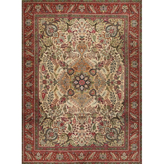 Ahgly Company Machine Washable Indoor Rectangle Traditional Saffron Red Area Rugs, 5' x 7'