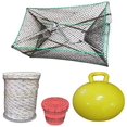 thumbnail image 1 of KUFA Sports Galvanized Steel Foldable Prawn Trap with 1/4"x400' Non-Lead Sinking Rope, 15" Inflatable float & Bait Jar Combo (S32+SL4+HB5+F15Y), 1 of 1