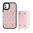 thumbnail image 3 of Allytech Crossbody Wallet Case for iPhone 12/12 Pro, Quilted PU Leather Zipper Handbag Purse Flip Kickstand Folio Card Slots Holder Wrist Strap Lanyard Cover for iPhone 12/12 Pro 6.1", Rosegold, 3 of 6