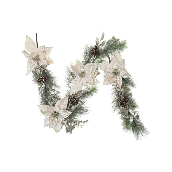 Guirlande De Poinsettias Et Pommes De Pin