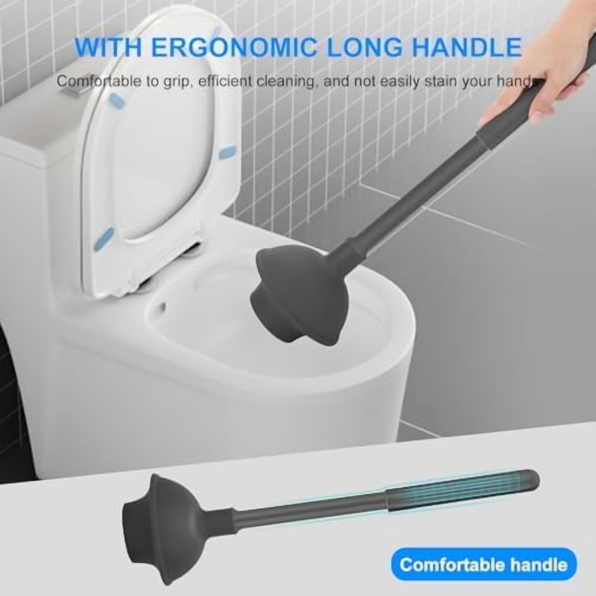 Toilet Brush and Plunger Set, 2 Packs Toilet Plungers for Bathroom Heavy Duty Toilet Bowl Brush and Holder Hidden Toilet Plunger and Brush Set for Deeply Cleaning - Gray