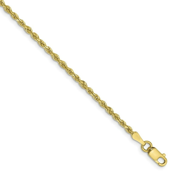 Solid 10k Yellow Gold 2.00mm Diamond-Cut Quadruple Rope Bracelet - with Secure Lobster Lock Clasp 8"