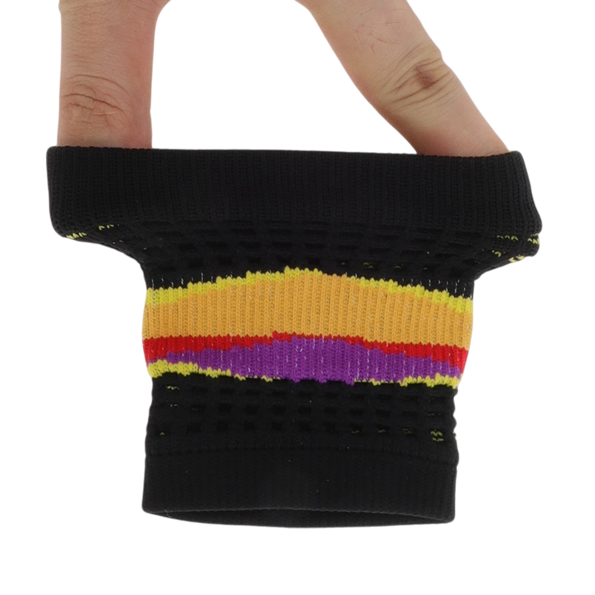 Unique Bargains Durable Perspiration Wicking Wrist Sweatbands 1 Pc Black Yellow