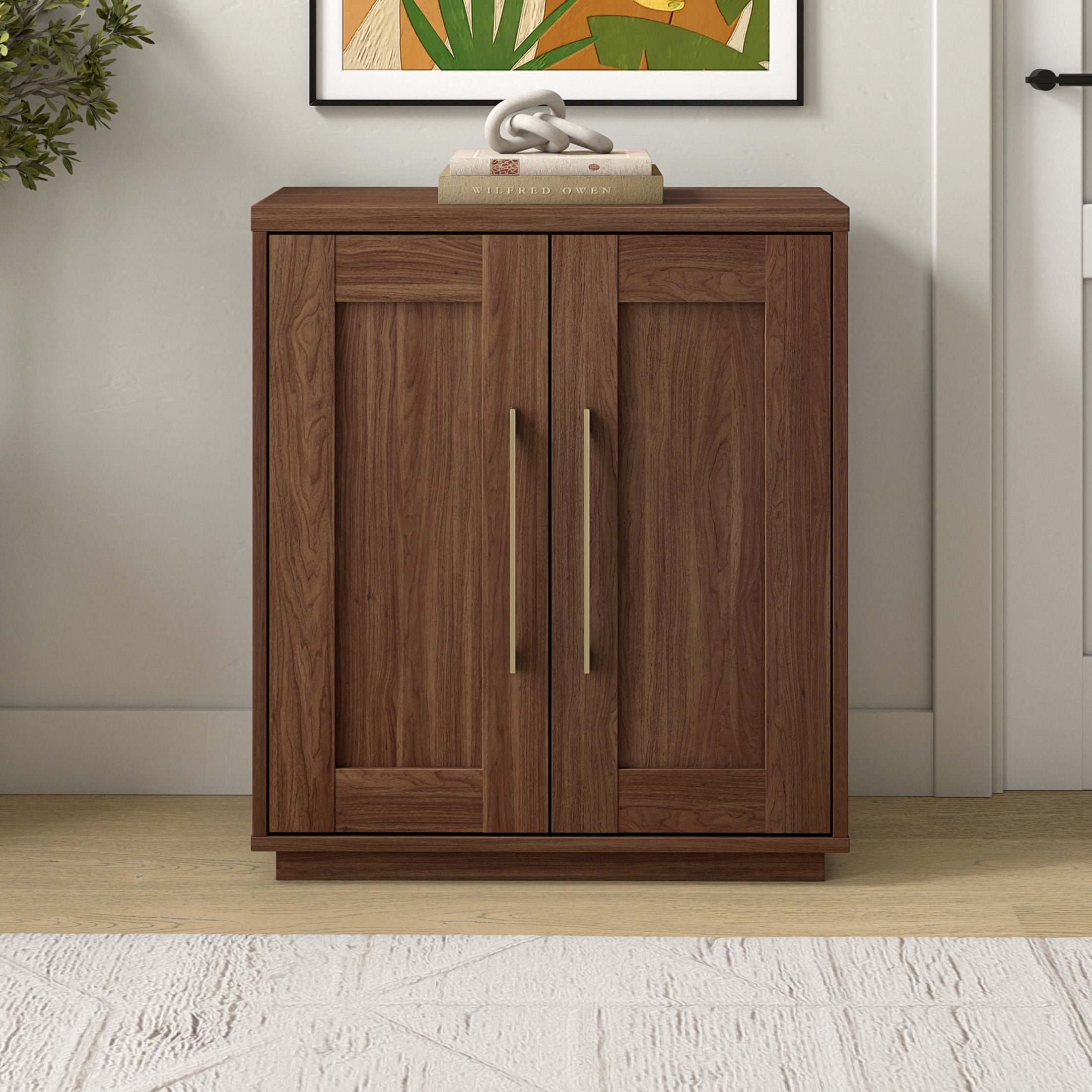 Evelyn&Zoe Modern/Contemporary 28" Wide Satin Walnut Accent Cabinet