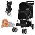 thumbnail image 1 of Costway Cochecito Plegable para Mascotas Carrito Portátil de 4 Ruedas para Perros con Ventana de Red Portavasos y Cesta Negro  81 x 44,5 x 100,5 cm, 1 of 9