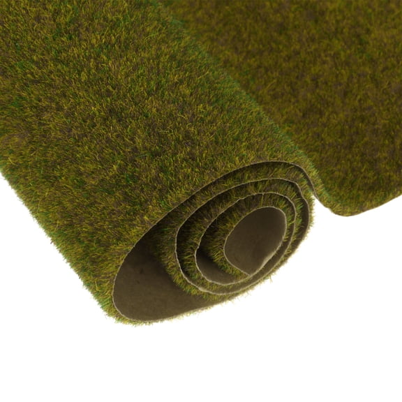 Uxcell 5pcs Artificial Model Grass Mat 14" x 20" Olive Green Realistic Fake Turf for Garden, Lawn Decoration Model
