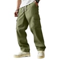thumbnail image 2 of ADSSDQ Mens Casual Baggy Cargo Pants Stretch Sweatpants Loose Fit Drawstring Hiking Workout Joggers with Multi Pockets Army Green 2XL, 2 of 8